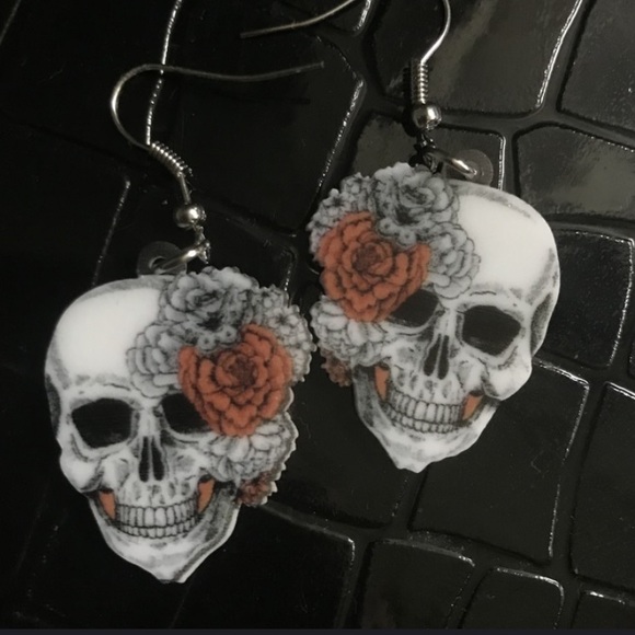 💀NEW💀🌺Halloween Skeleton Skull Earring💀 - Picture 3 of 3